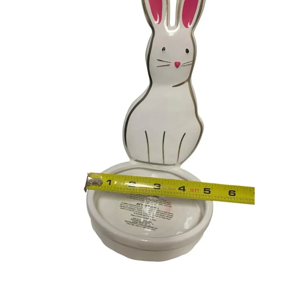 Bath & Body Works Ceramic Easter Bunny Standing 3 Wick Candle Holder‎ White Rare
